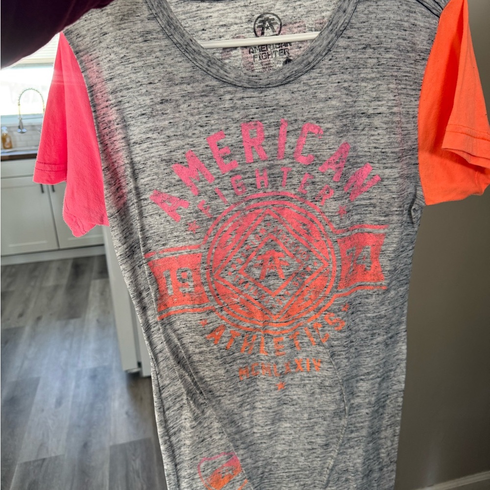 American Fighter Gray and Pink Athletic Shirt